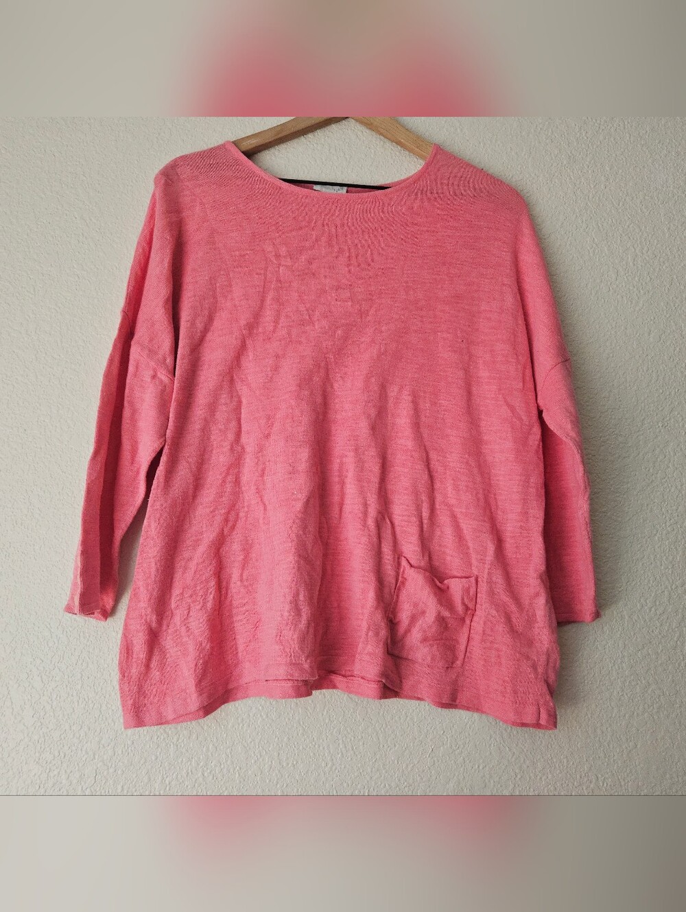 j jill linen pink long sleeve top, large